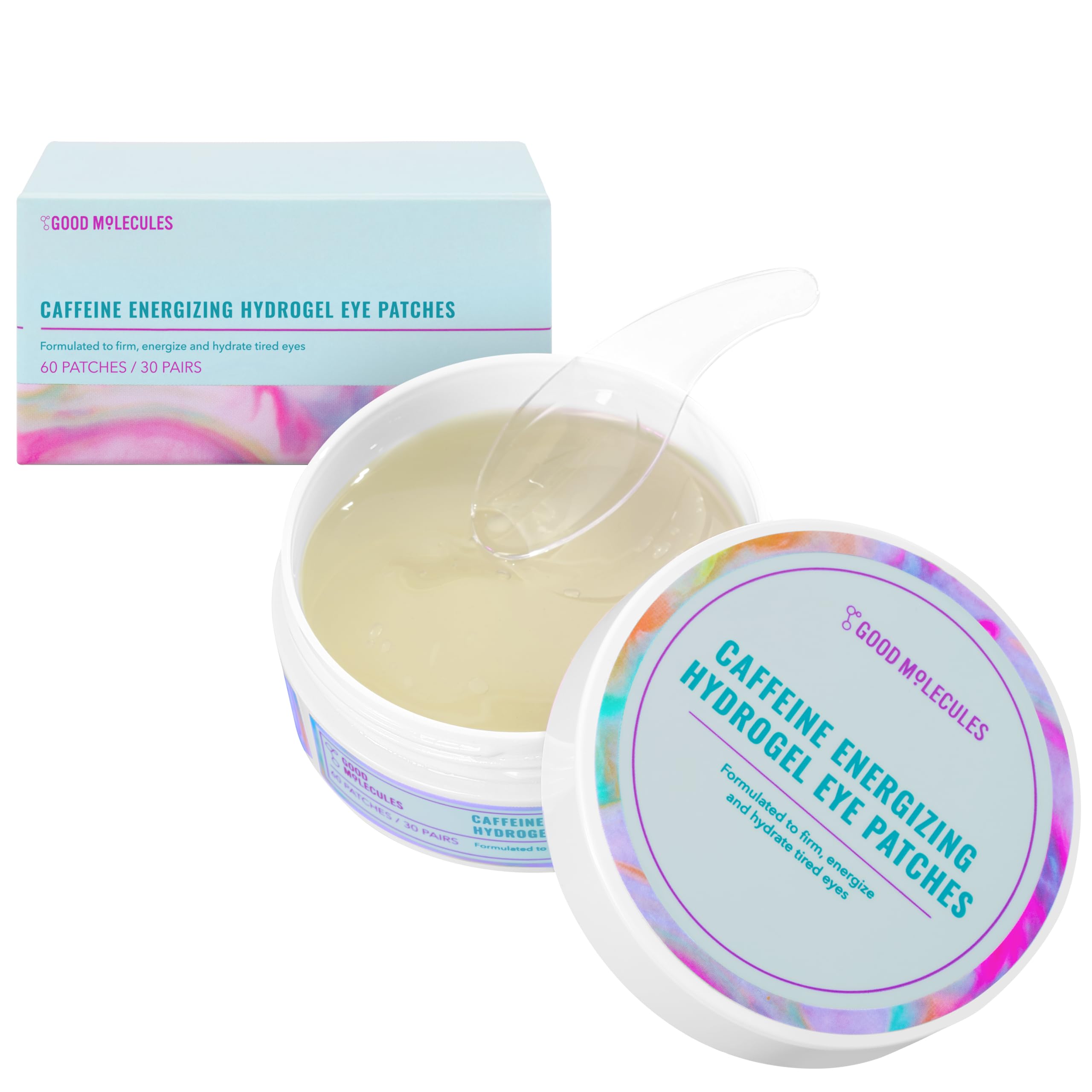 Patch hydrogel Good Molecules pour les yeux caféine, réveillant le regard fatigué.