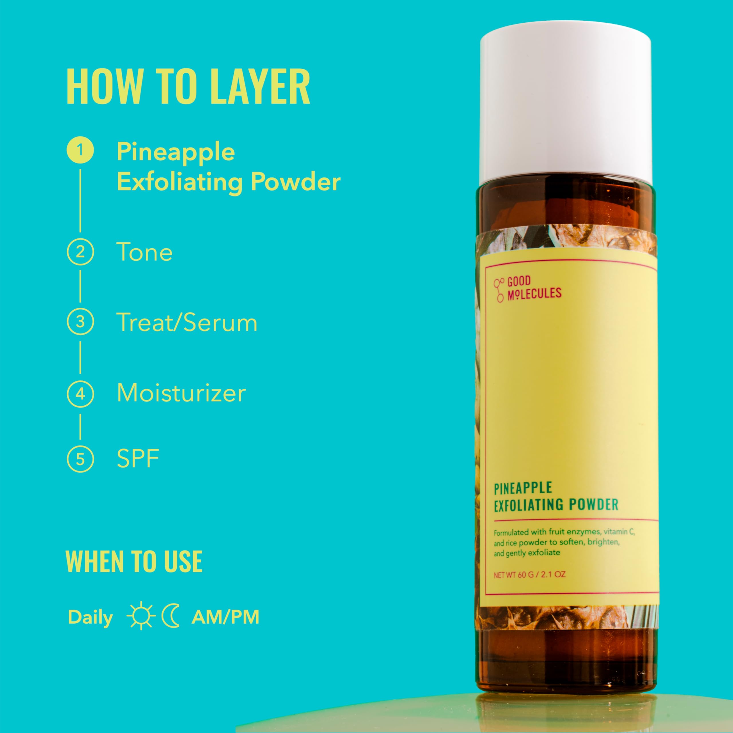 Ingrédients naturels de la poudre exfoliante Ananas Good Molecules et leurs bienfaits