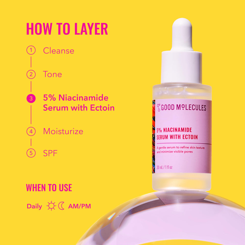 Good Molecules Niacinamide 5% goutte non parfumée convient aux peaux sensibles.