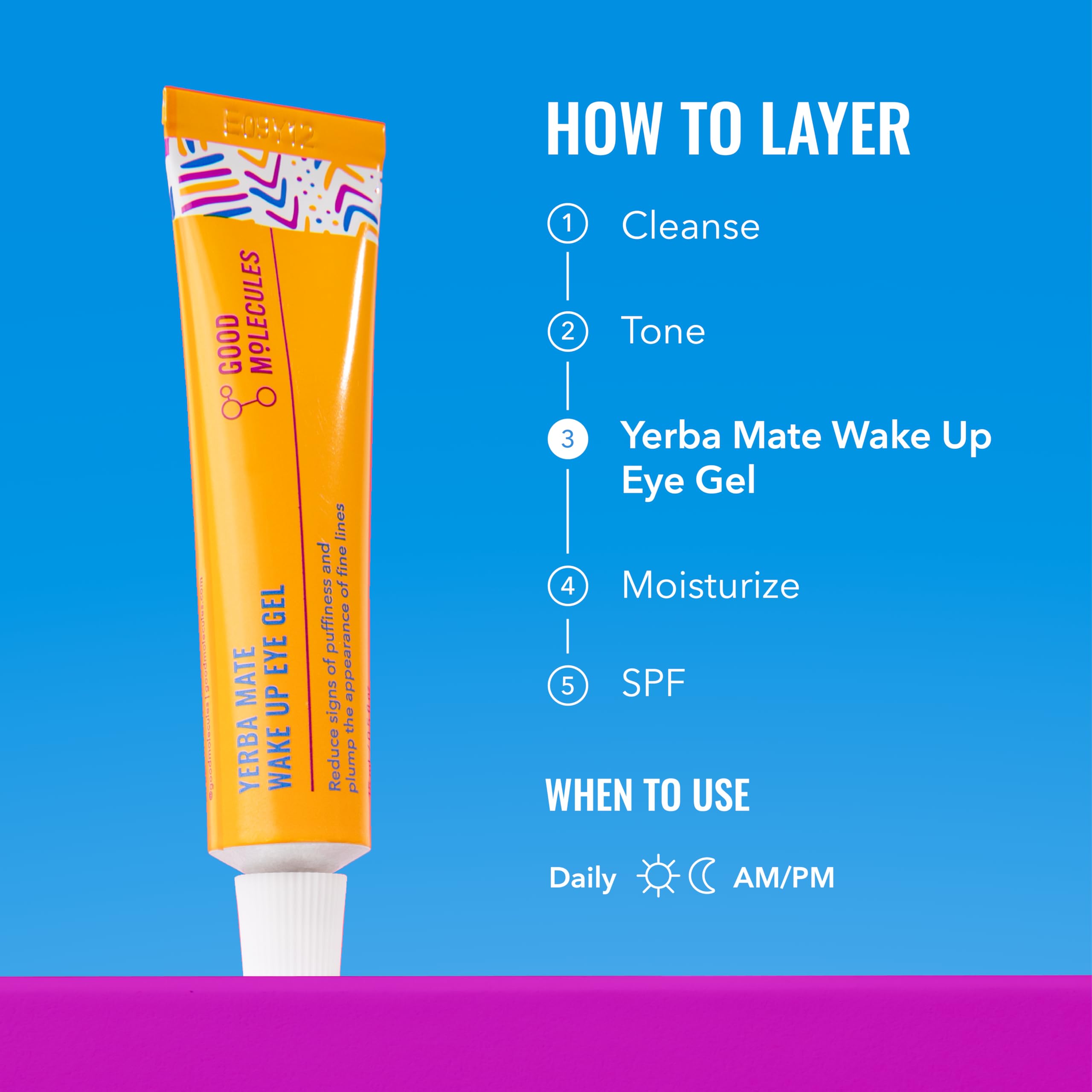 Good Molecules Yerba Mate Wake Up Eye Gel under-eye application demonstrates smooth depuffing