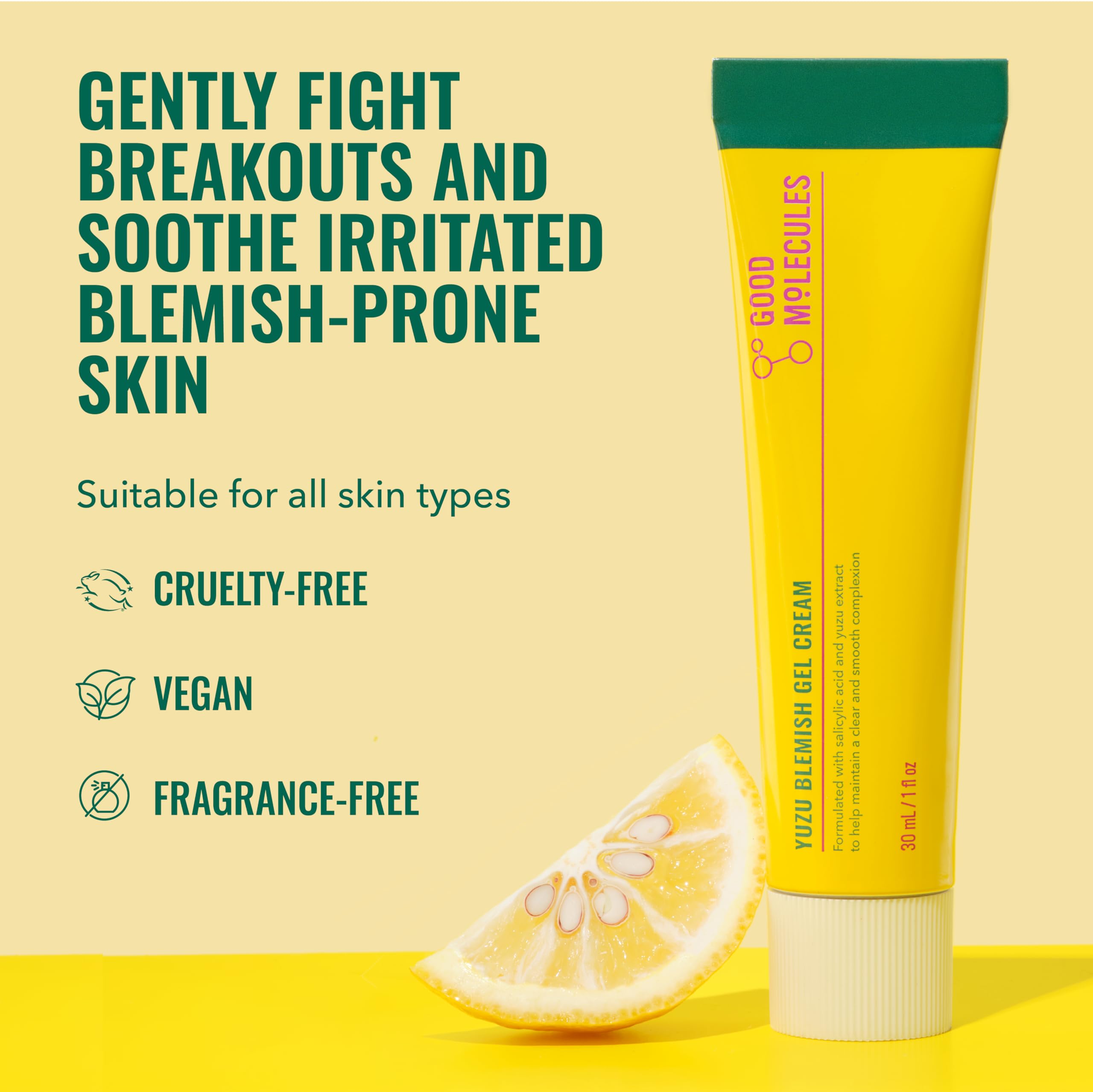 Texture gel légère Good Molecules Yuzu pour une absorption rapide