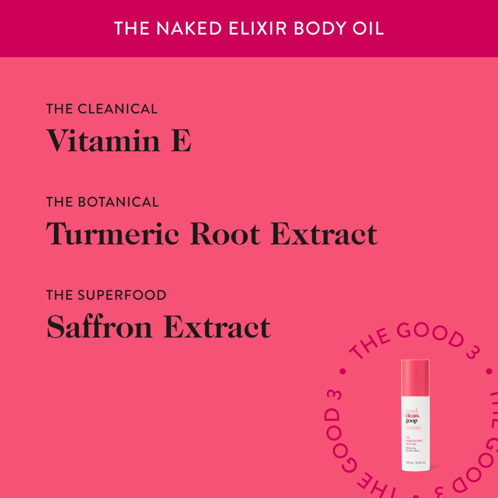 Élixir Nu Good Clean Goop – apaise la peau avec curcuma et safran.