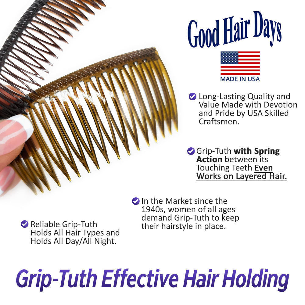 Accessoire cheveux ergonomique Grip-Tuth en écaille tortue pour tous types de cheveux.