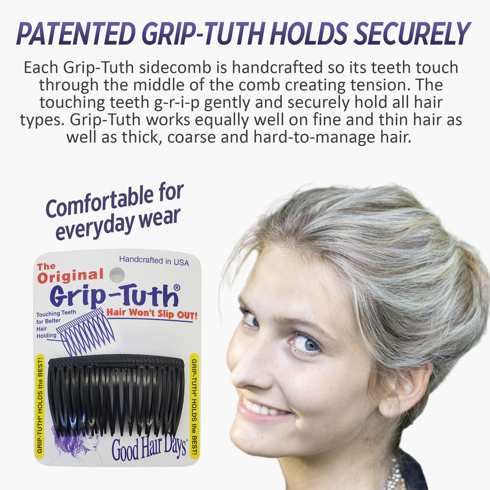 Good Hair Days Grip-Tuth ensemble de pinces latérales en écaille tortue pour coiffages variés.