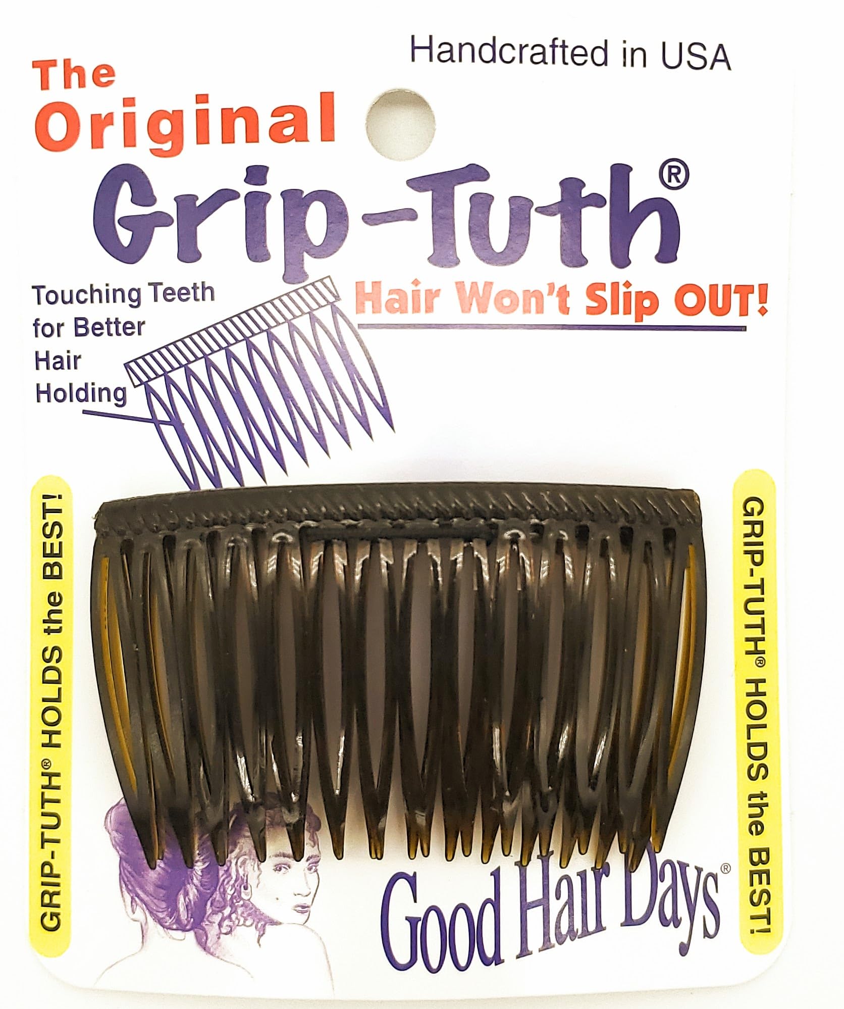 Good Hair Days Grip-Tuth pinces latérales 2-3-4 en écaille tortue, maintien longue durée.