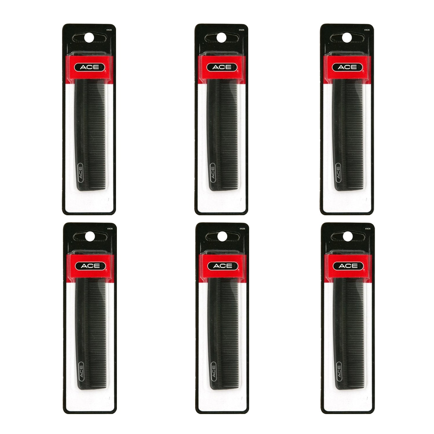 Goody Ace peigne de poche à dents fines, pack de 6, coiffage précis.