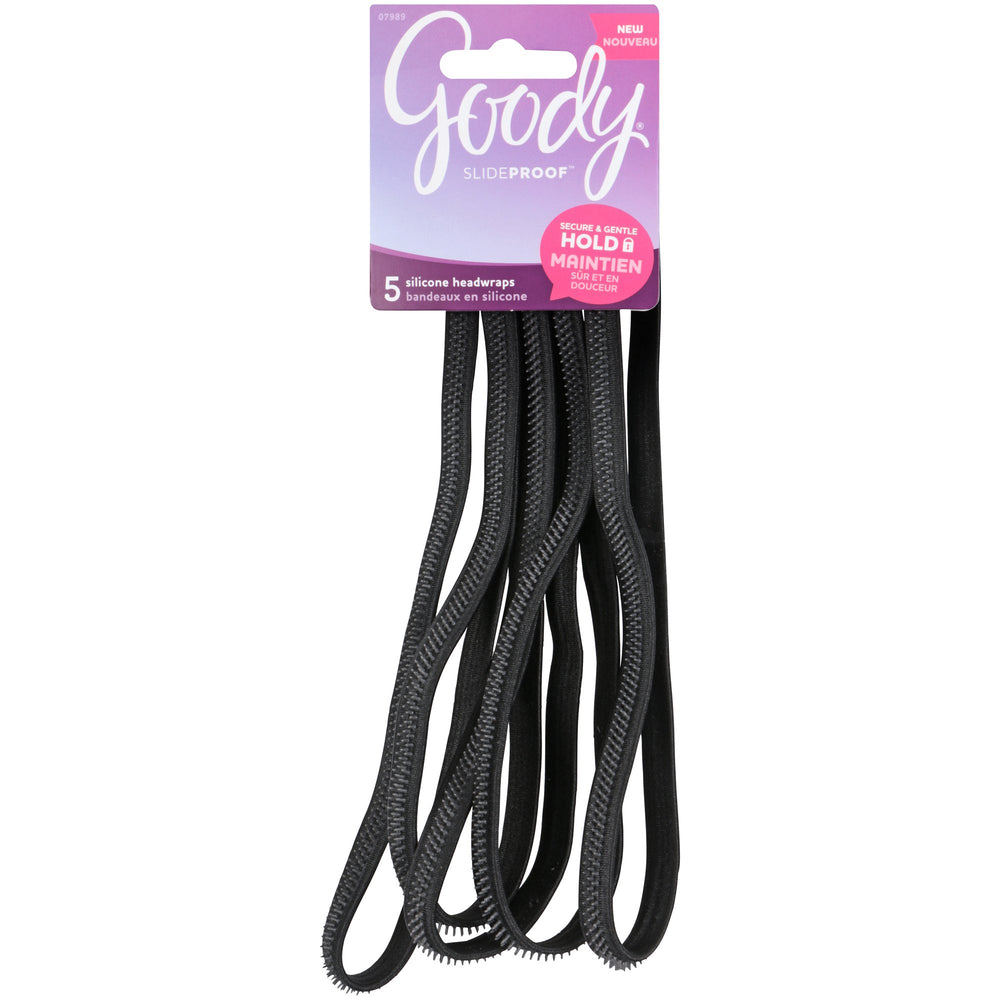 Goody SlideProof bandeau cheveux silicone mince à pics noir, maintien fiable pendant l'entraînement