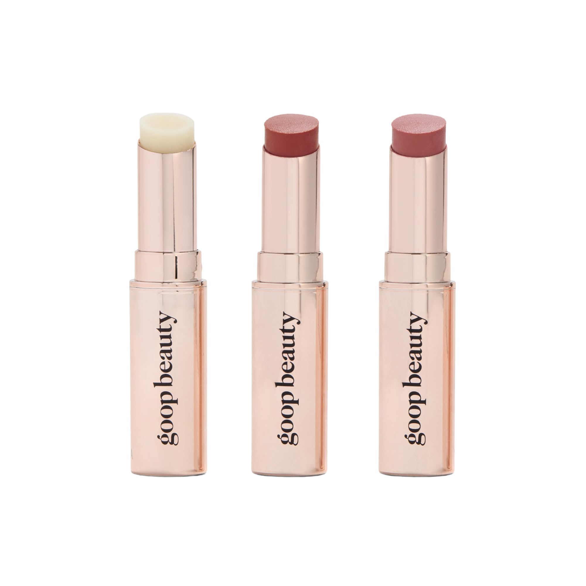 Goop baume à lèvres trio dans une boîte chic, hydratation rapide pour lèvres sèches