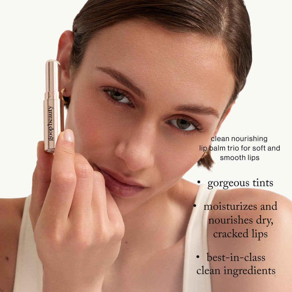 Baume transparent Goop sur étui, texture soyeuse idéale pour usage quotidien