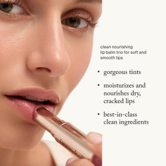 goop Beauté Baume Lèvres Trio clair, texture lisse et fini subtil.