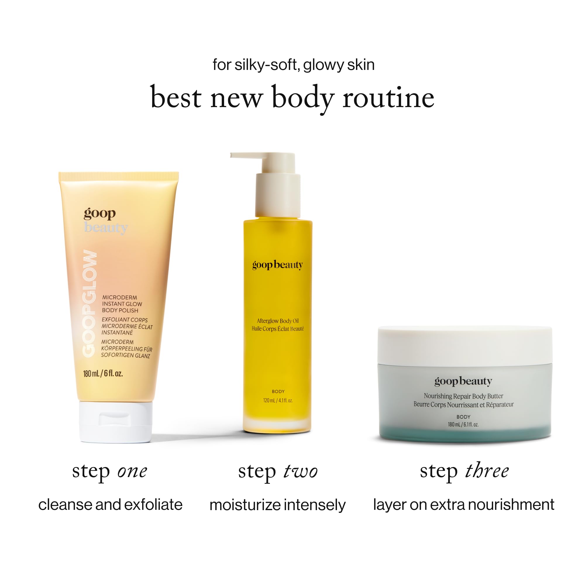 Goop huile corps, main en train d'appliquer.