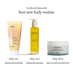 Goop huile corps, main en train d'appliquer.