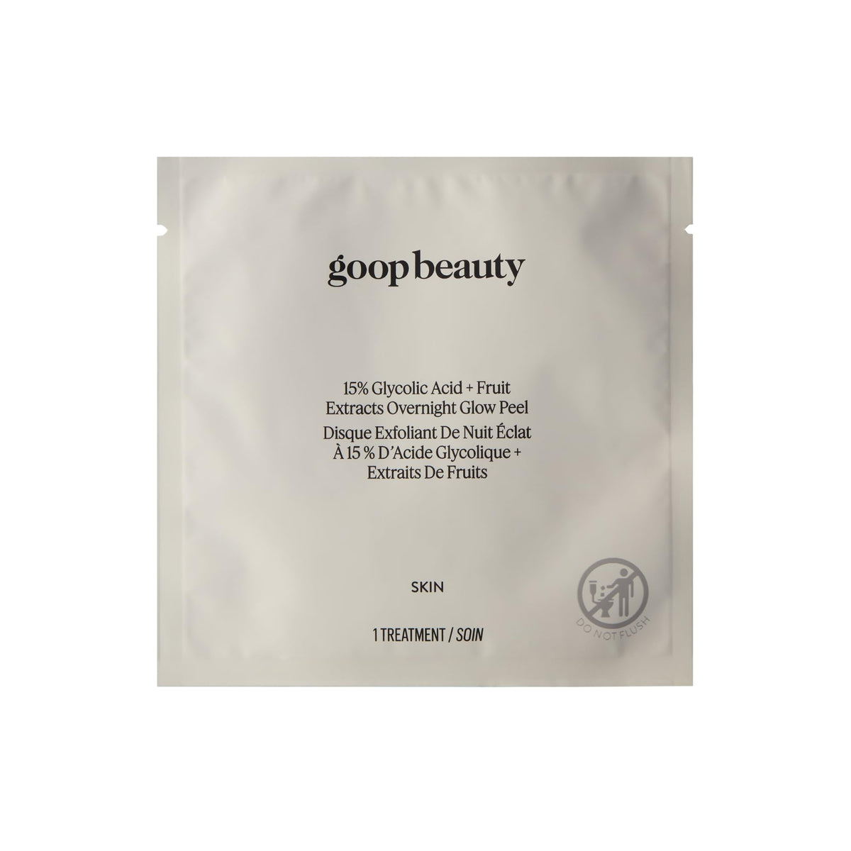 Goop Lingettes exfoliantes à l'acide glycolique 15% pour une peau plus douce.