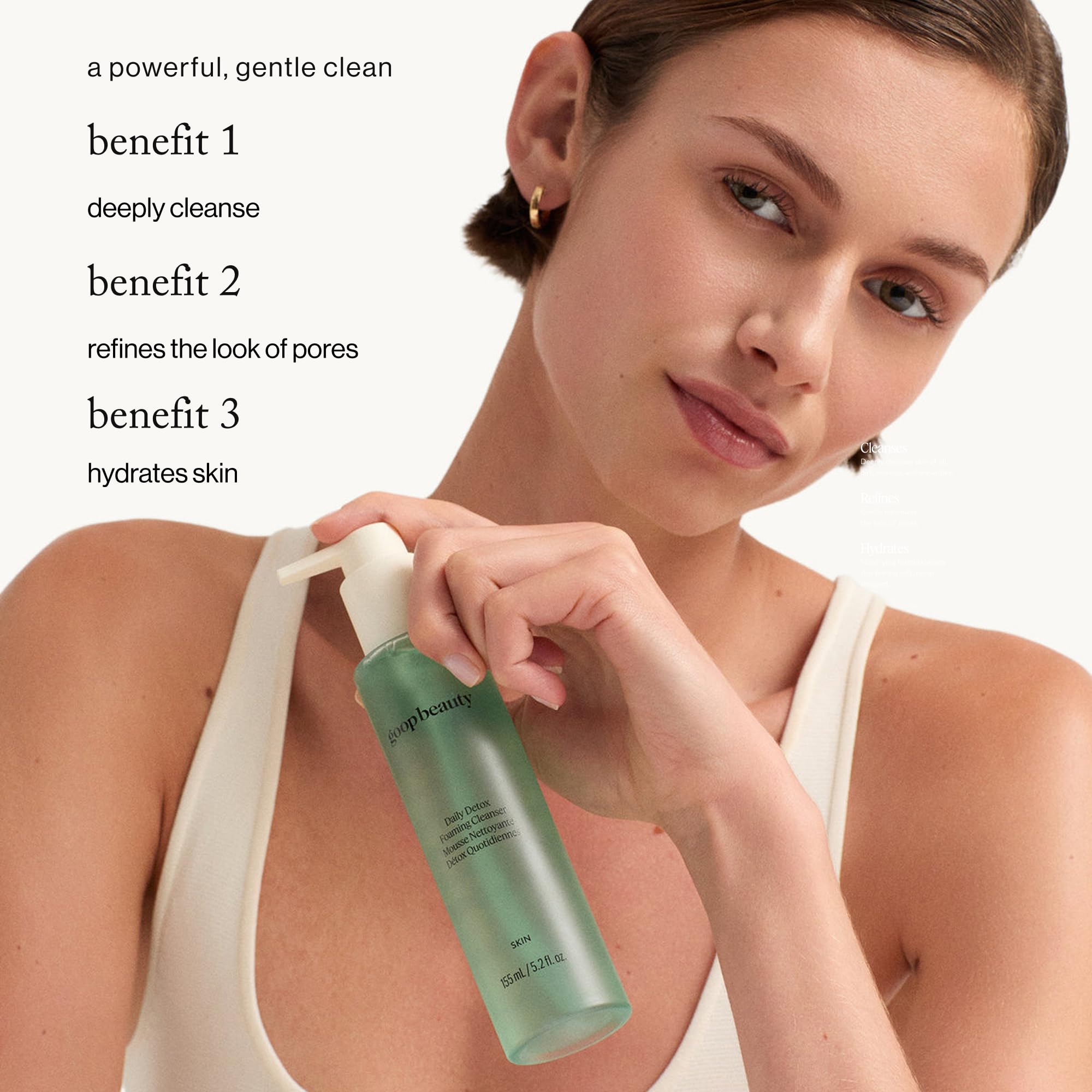 goop nettoyant moussant detox visages mousse — texture luxueuse qui forme une mousse généreuse
