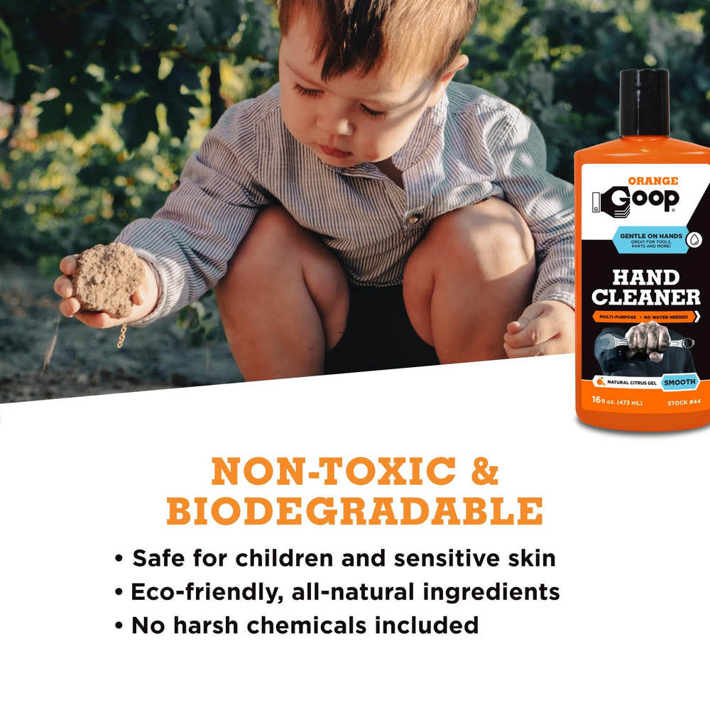 GOOP Orange Liquid sans solvants pétroliers, respectueux de l’environnement et des mains.