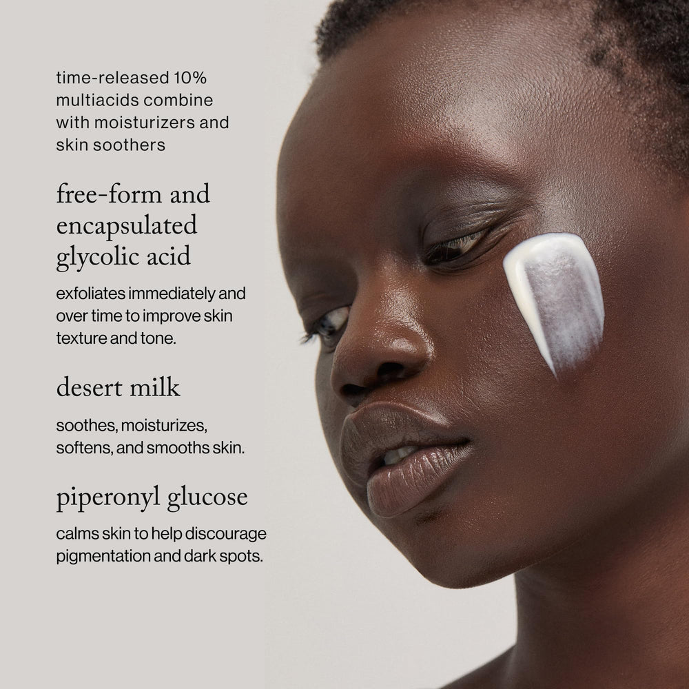 Goop sérum lait nuit application visage, exfoliation légère nocturne et soin ciblé.