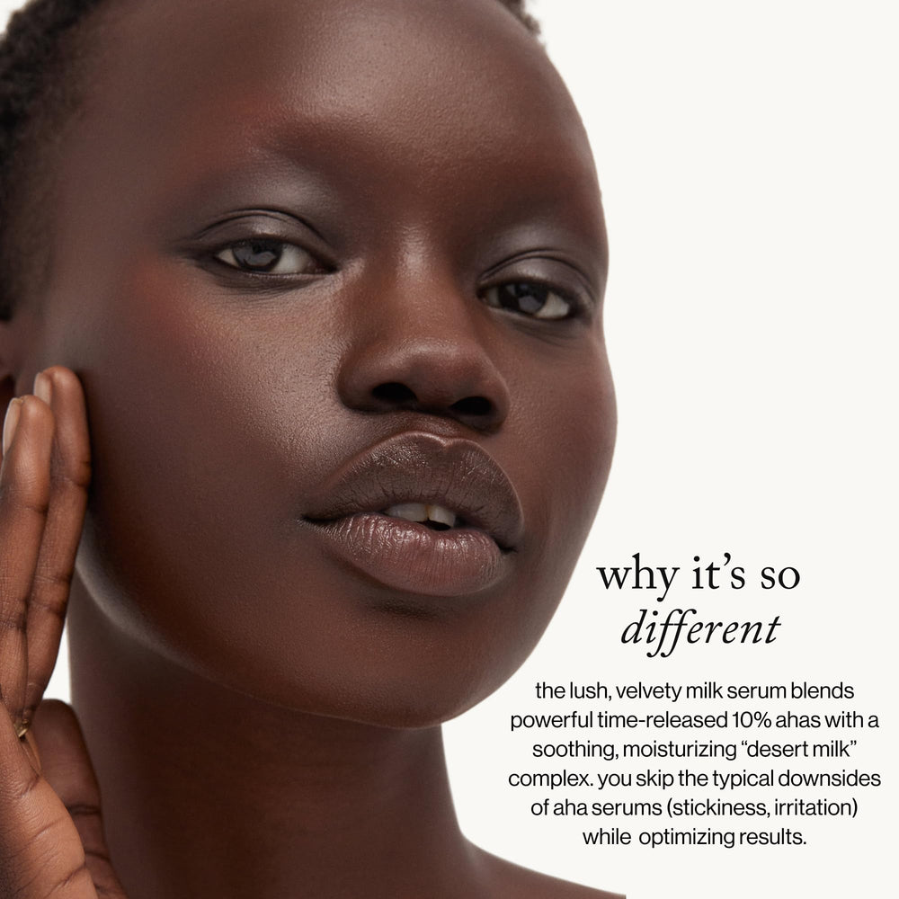 Sérum goop sur peau: pores visiblement lisses après usage.