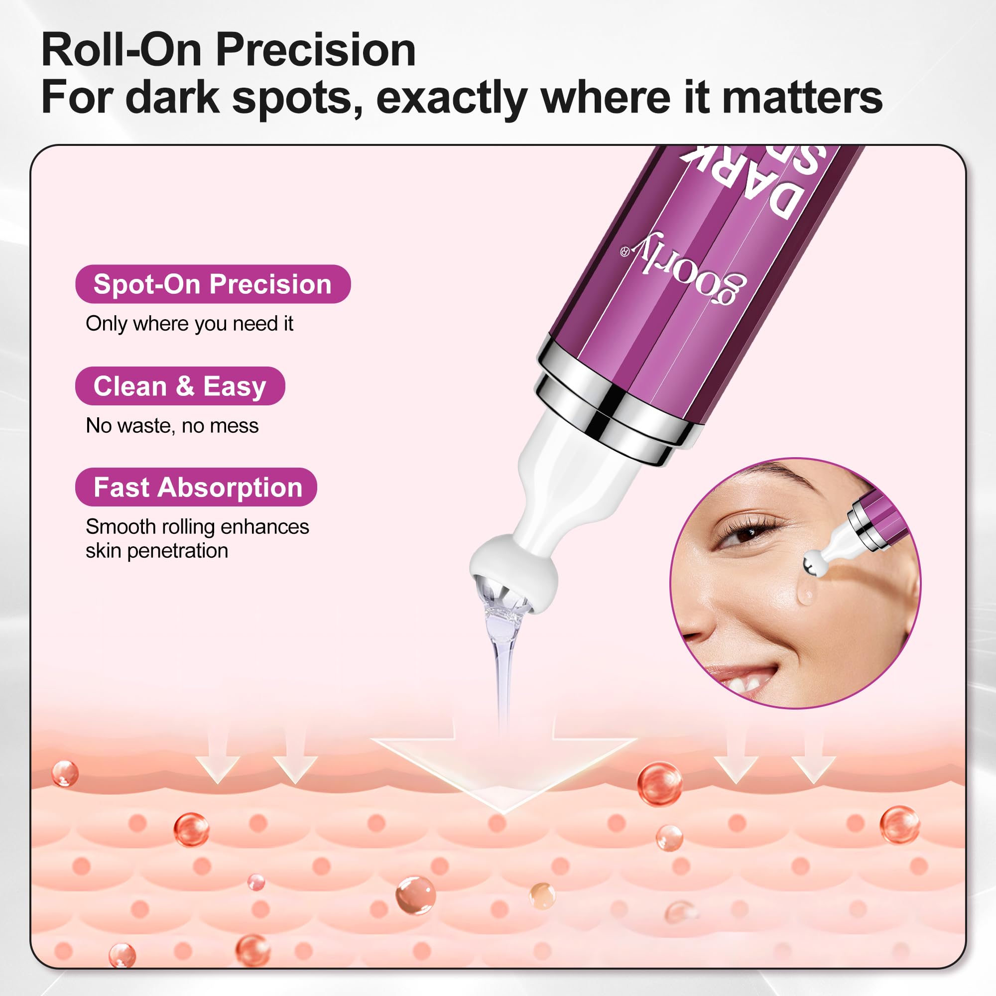 Formule enrichie en vitamine C, glutathion et niacinamide pour l’éclat.