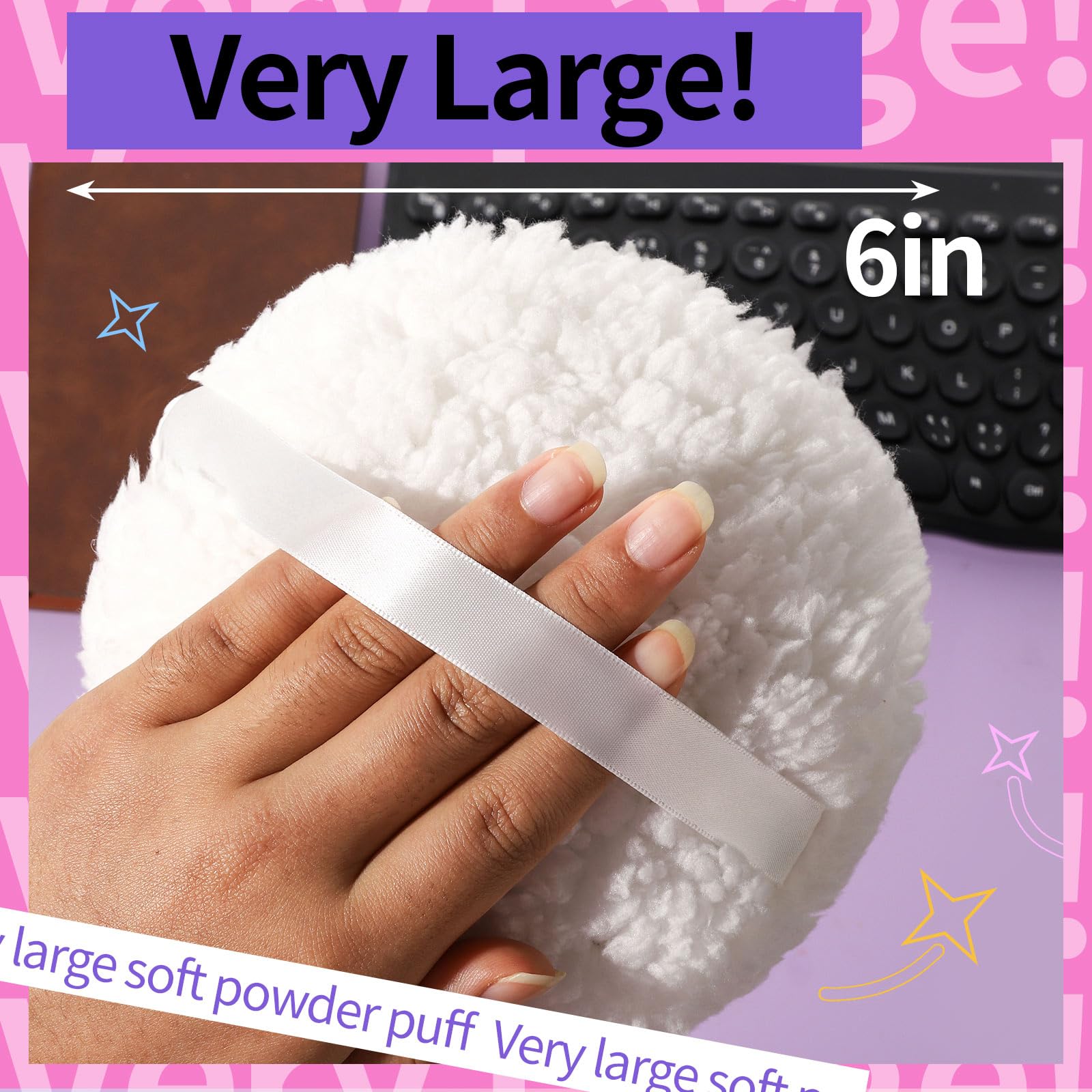 Pouf grand et doux Gootaimi pour poudrage délicat sur la peau.