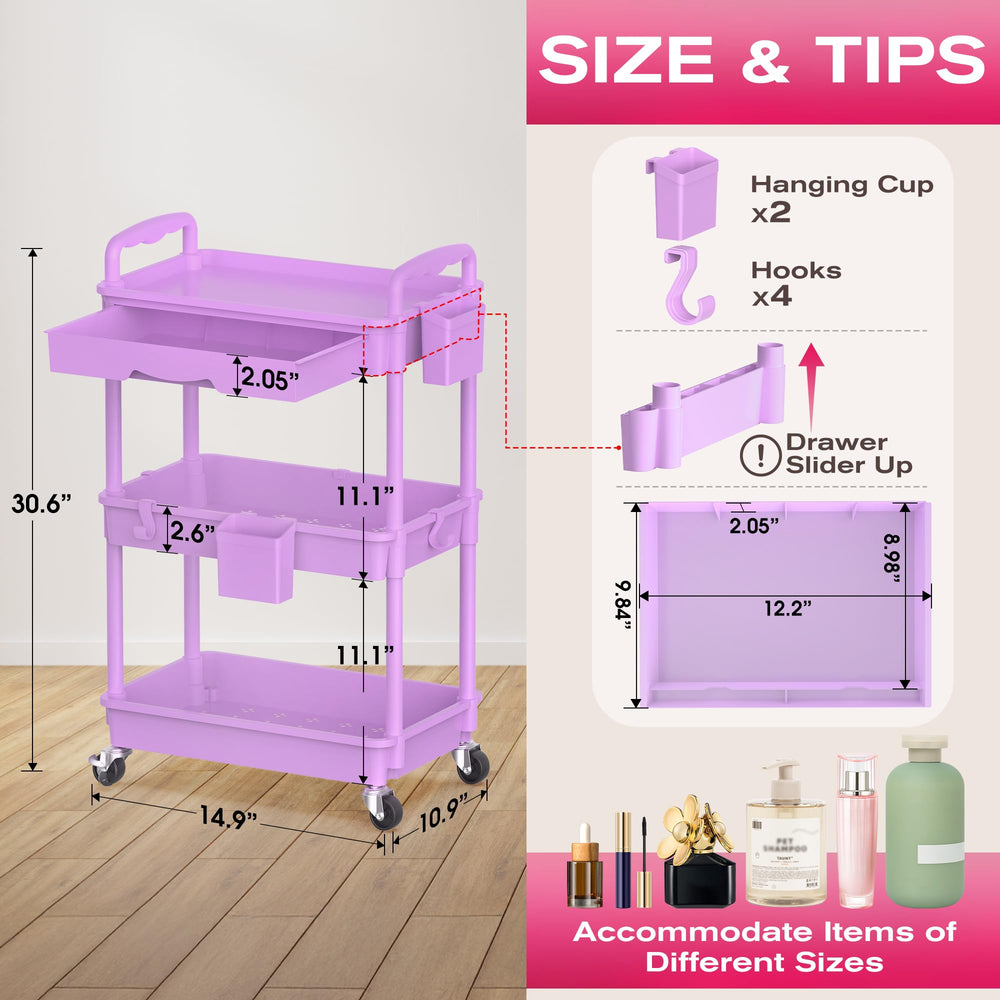 Goovilla Roll Cart tiroir amovible organise rapidement les petits objets beauté.