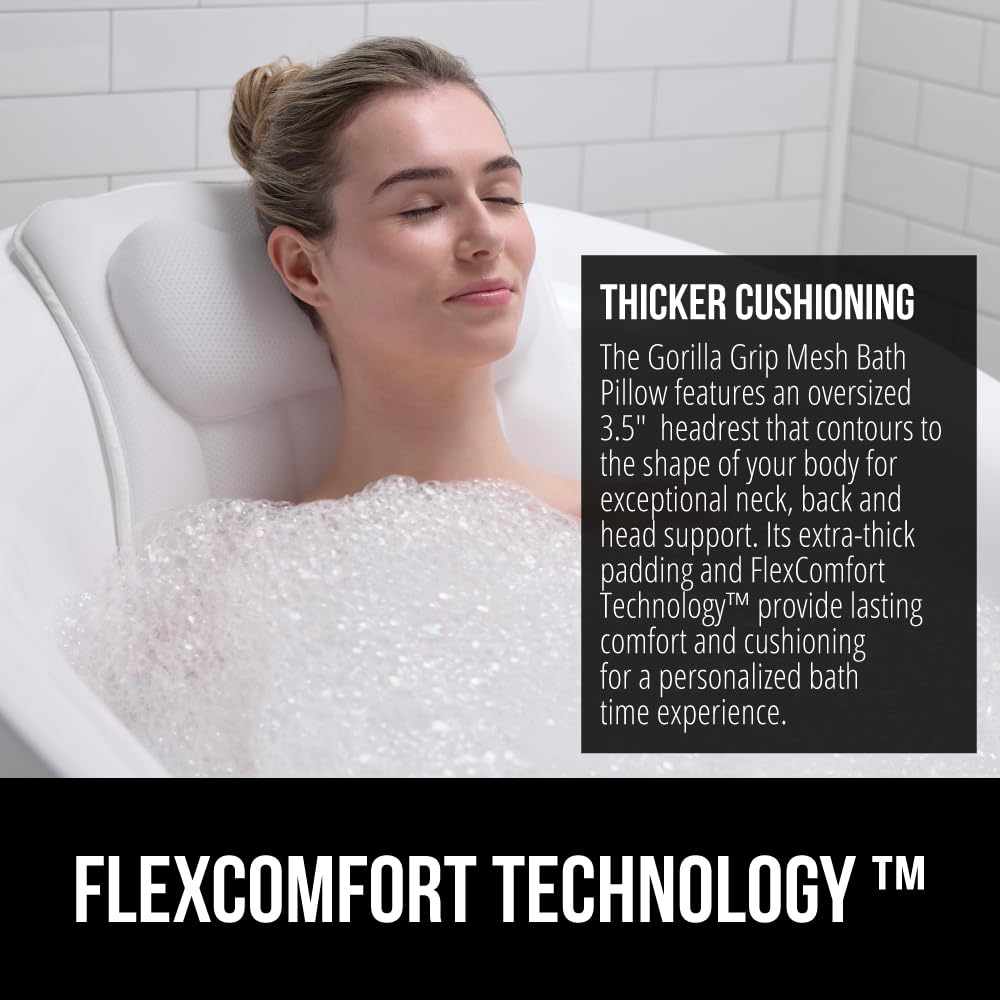 Gorilla Grip rembourrage épais soulageant nuque et épaules dans le bain.