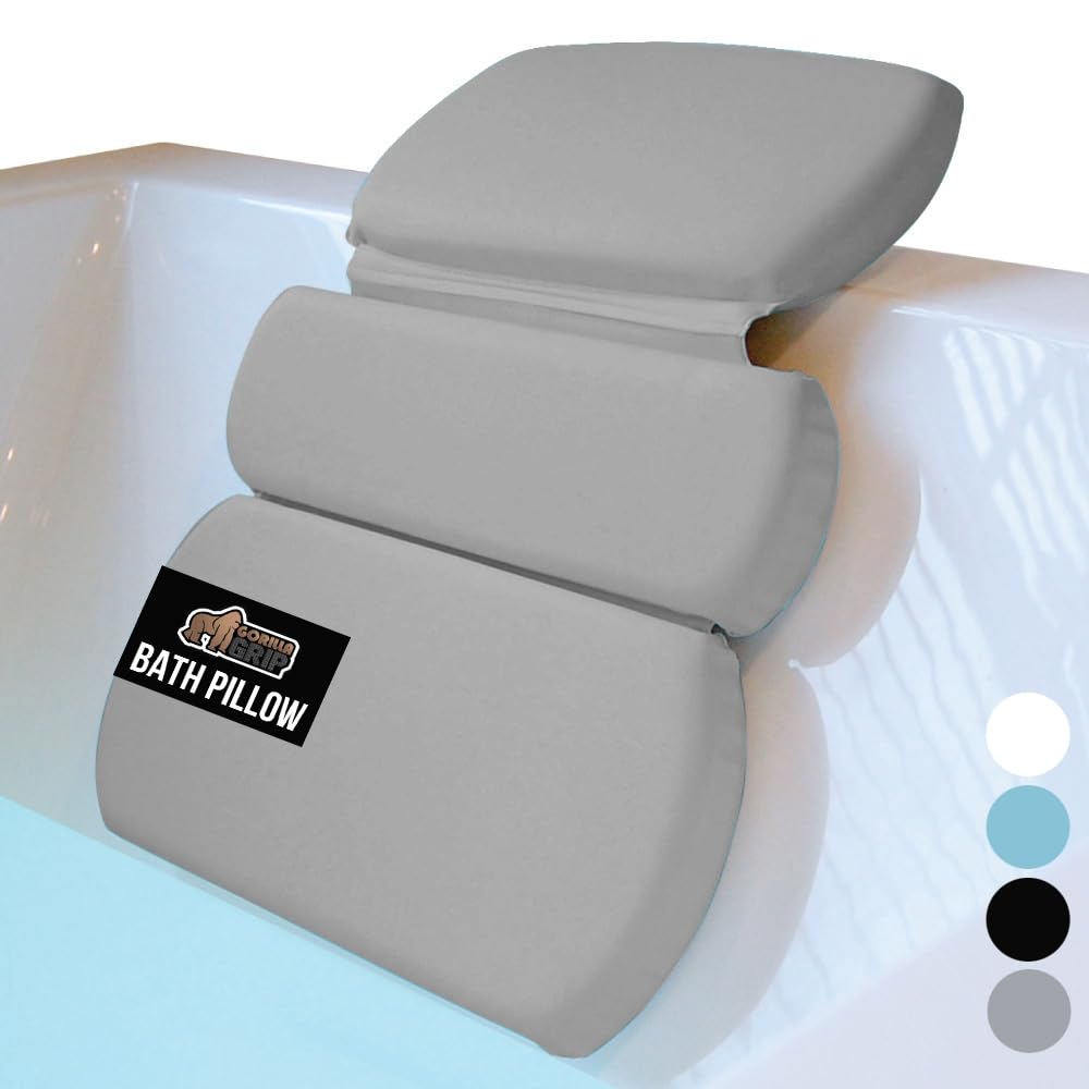 Oreiller de bain Gorilla Grip avec ventouses pour une fixation sécurisée.