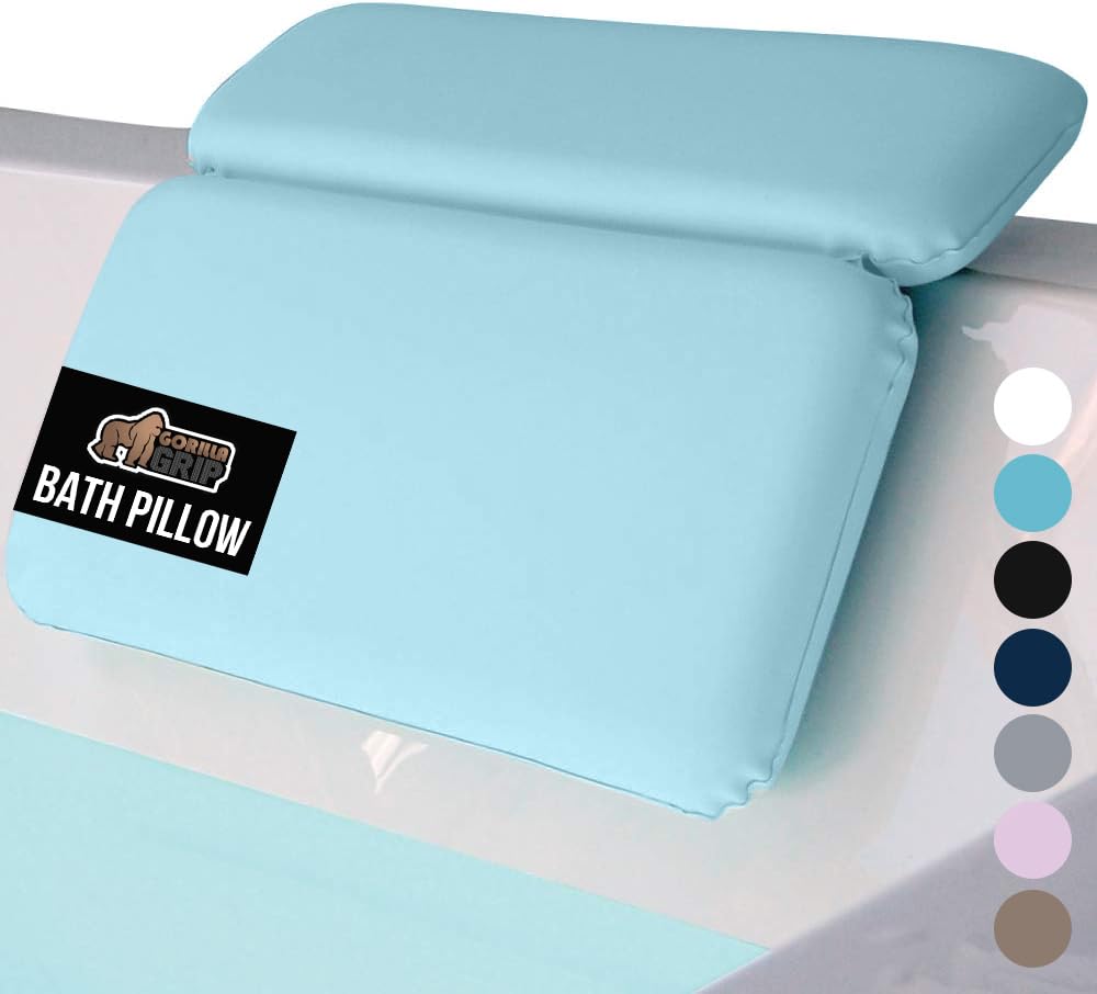 Oreiller de bain Gorilla Grip avec ventouses stable et confortable pour une detente sans glissement.