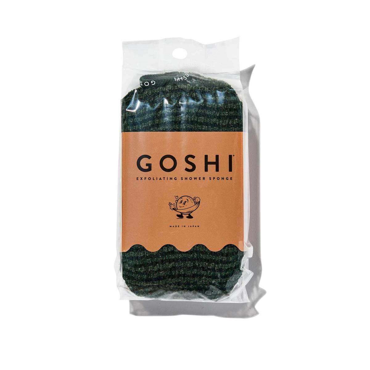 Éponge GOSHI—éponge douche exfoliante vert, exfolie en douceur et apaise la peau.