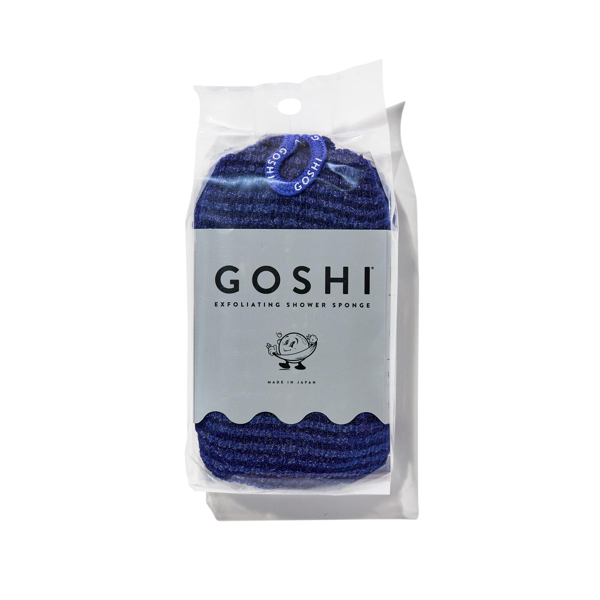 Éponge exfoliante GOSHI indigo bleu prête pour la douche et l'exfoliation