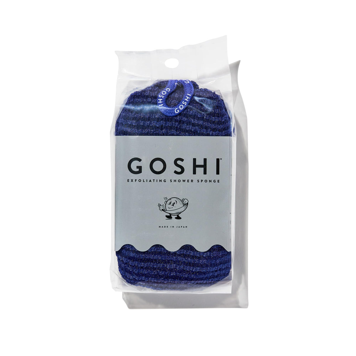 Éponge exfoliante GOSHI indigo bleu prête pour la douche et l'exfoliation