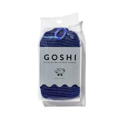 Éponge exfoliante GOSHI indigo bleu prête pour la douche et l'exfoliation