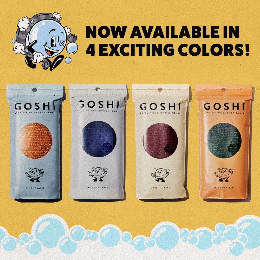 GOSHI serviette exfoliante prête pour une utilisation quotidienne et douce sur la peau.