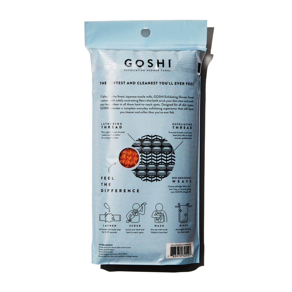 GOSHI tissu exfoliant double-trame offre une exfoliation efficace du corps.