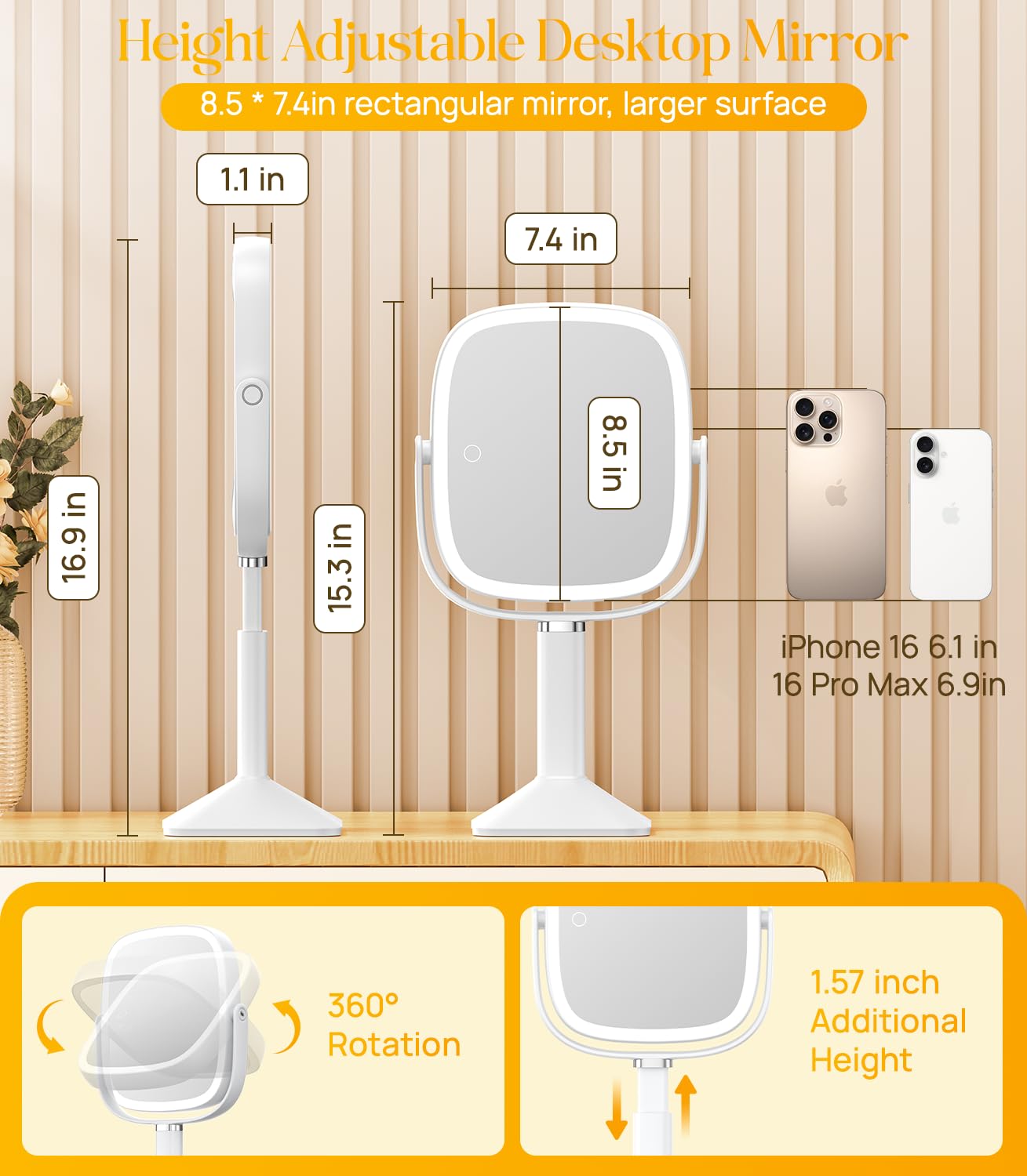 Miroir Gospire avec 1x et 7x grossissement pour les détails fins.