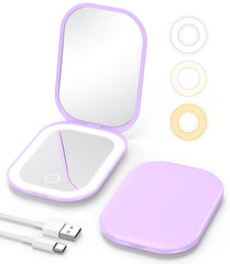 Miroir Gospire compact lumineux avec grossissement 1x et 3x, pratique au quotidien.