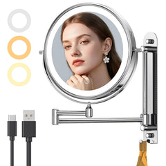 Miroir lumineux Gospire 9 pouces avec grossissement 10x pour maquillage précis.