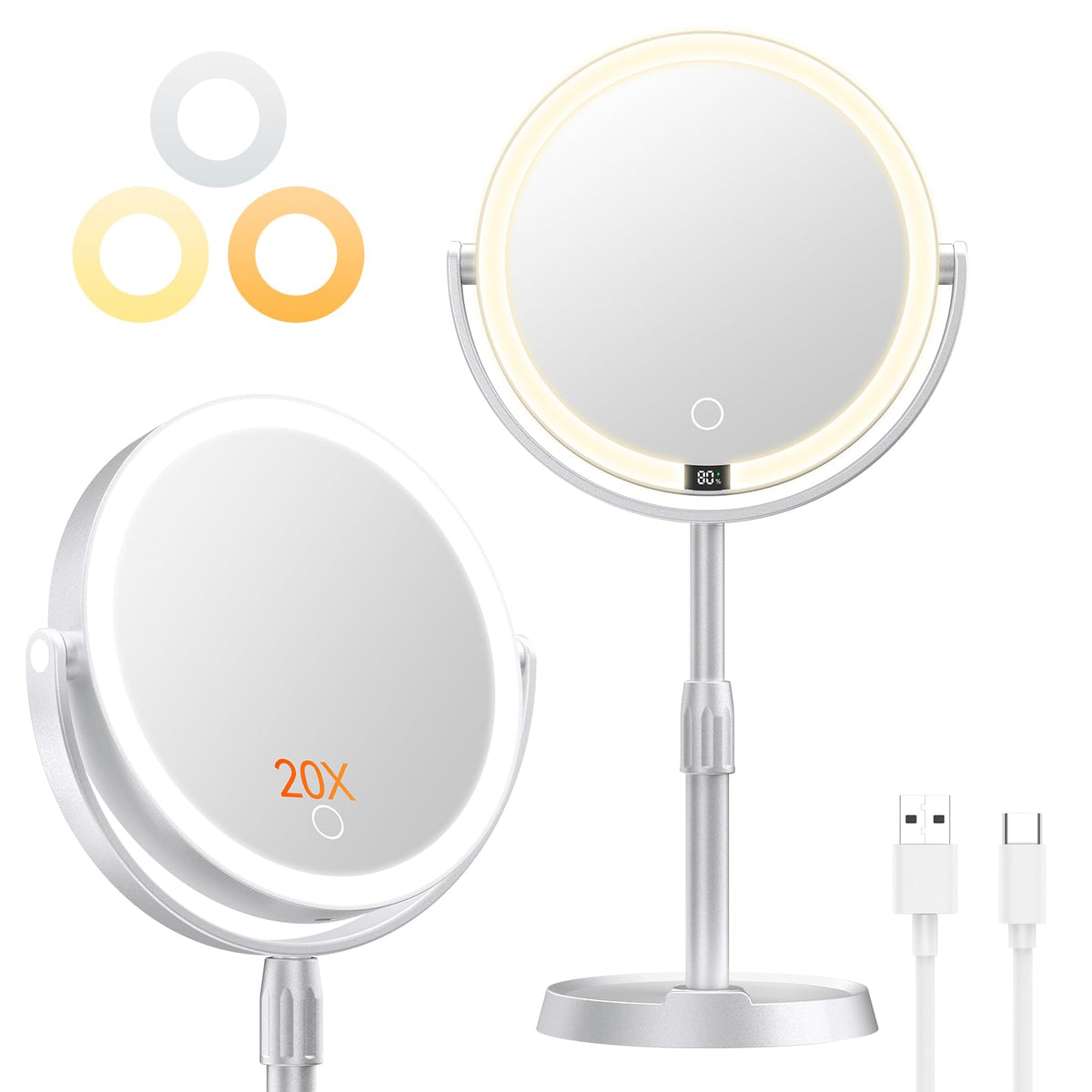 Miroir Gospire 8 pouces avec lumière pour un maquillage précis
