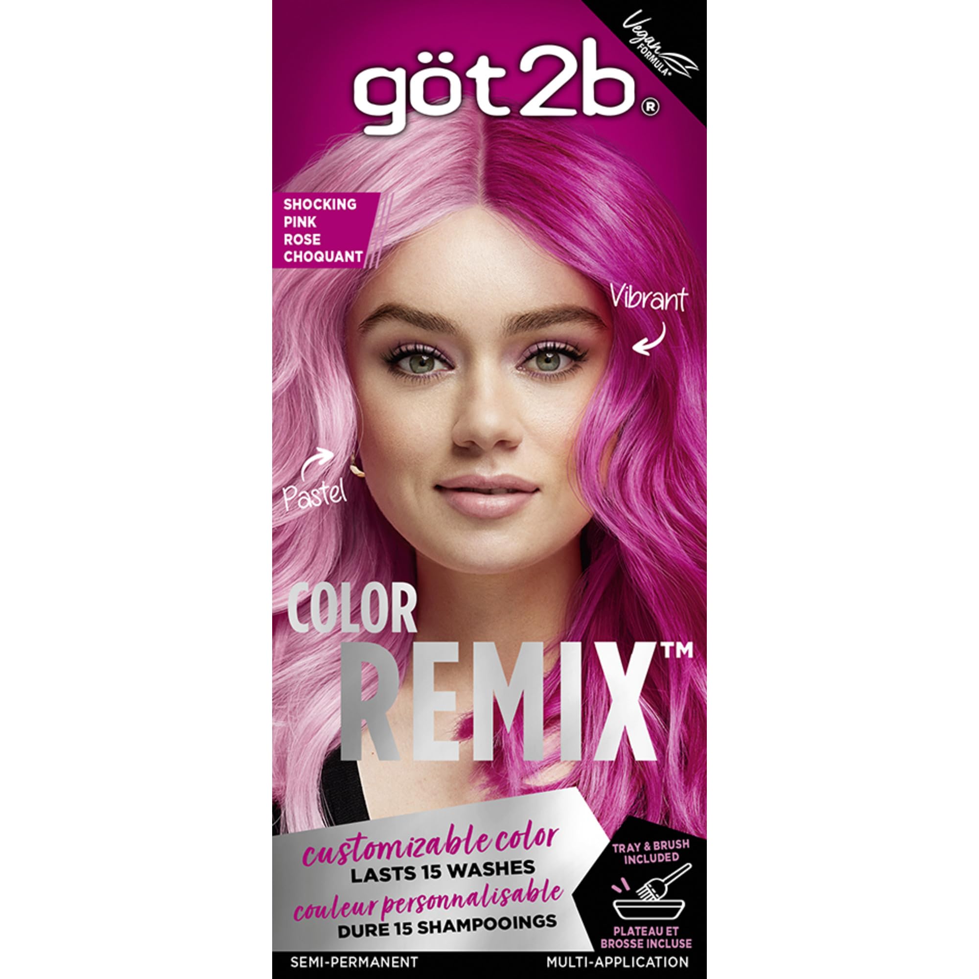 Got2b Color Remix en teinte rose choquant 093, rendu audacieux et éphémère pour une soirée.