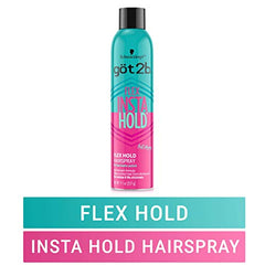 Got2b Insta Hold Flex spray action demonstrates fast-drying, non-sticky hold.