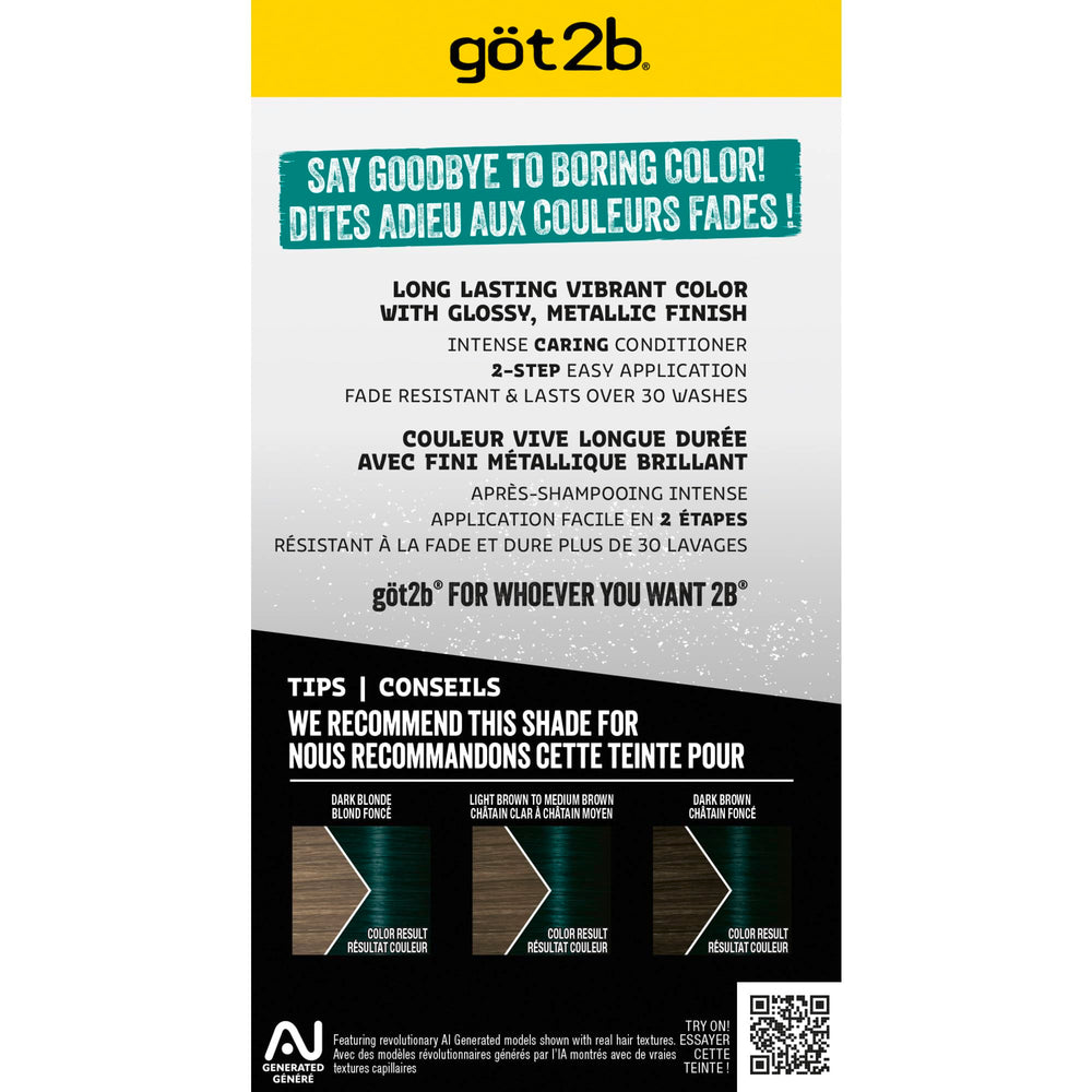 got2b Metallics Cosmic Teal M75 – convient à tous les types de cheveux et extensions