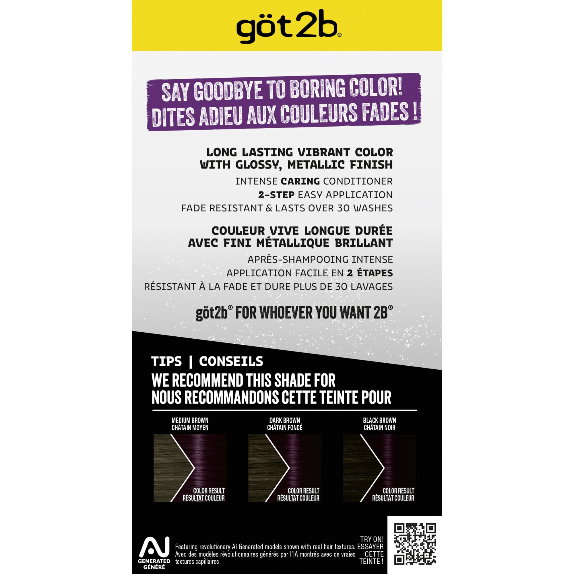 Gants inclus Got2B Metallics pour une application propre.