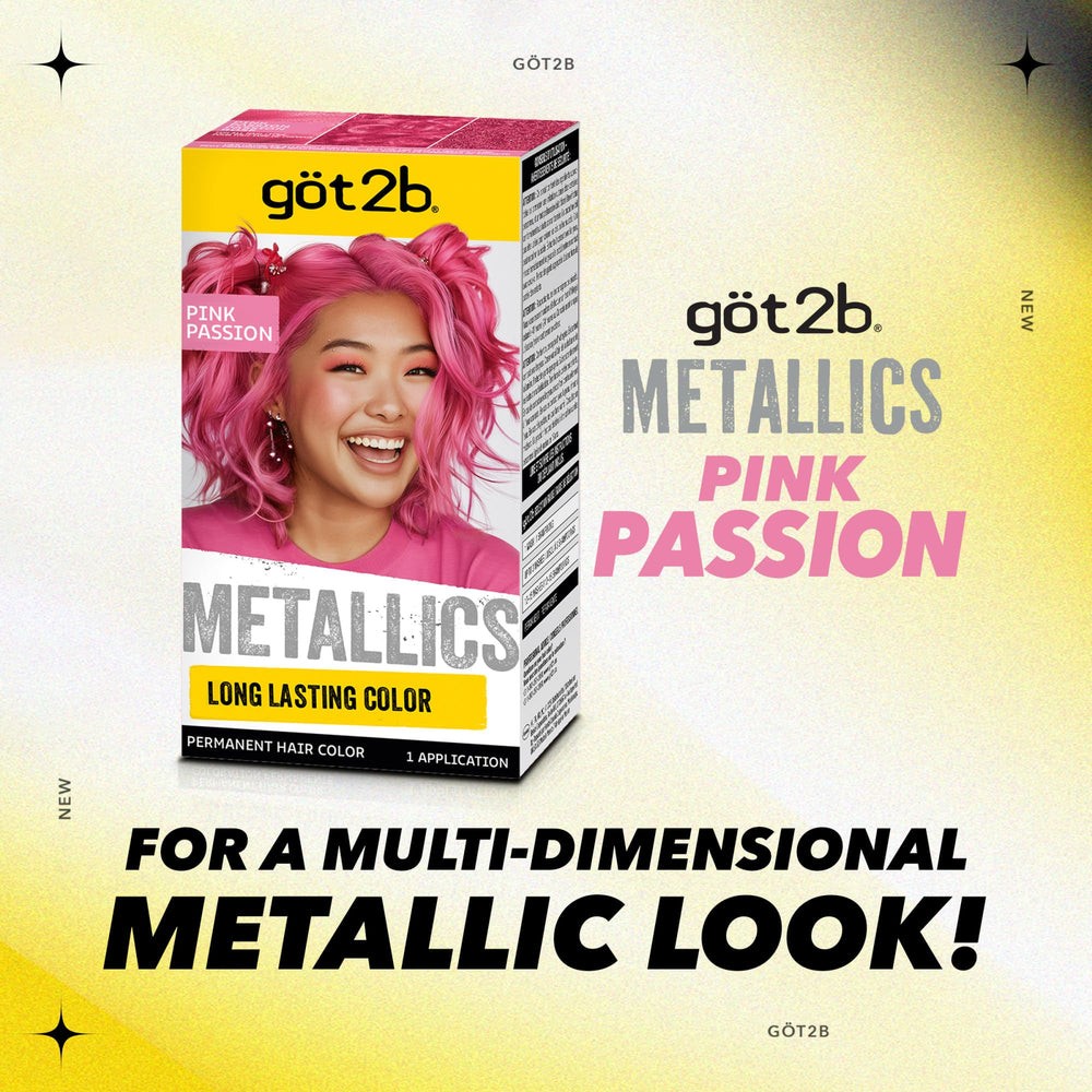 Got2b Metallics Pink Passion – teinte sombre adaptée sur cheveux foncés.