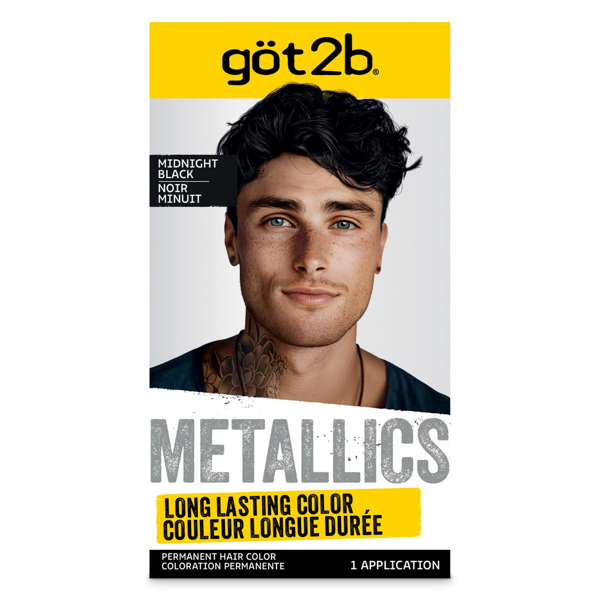 got2b Metallics - bouteille montrant la teinte noir métallisée et l’éclat attendu