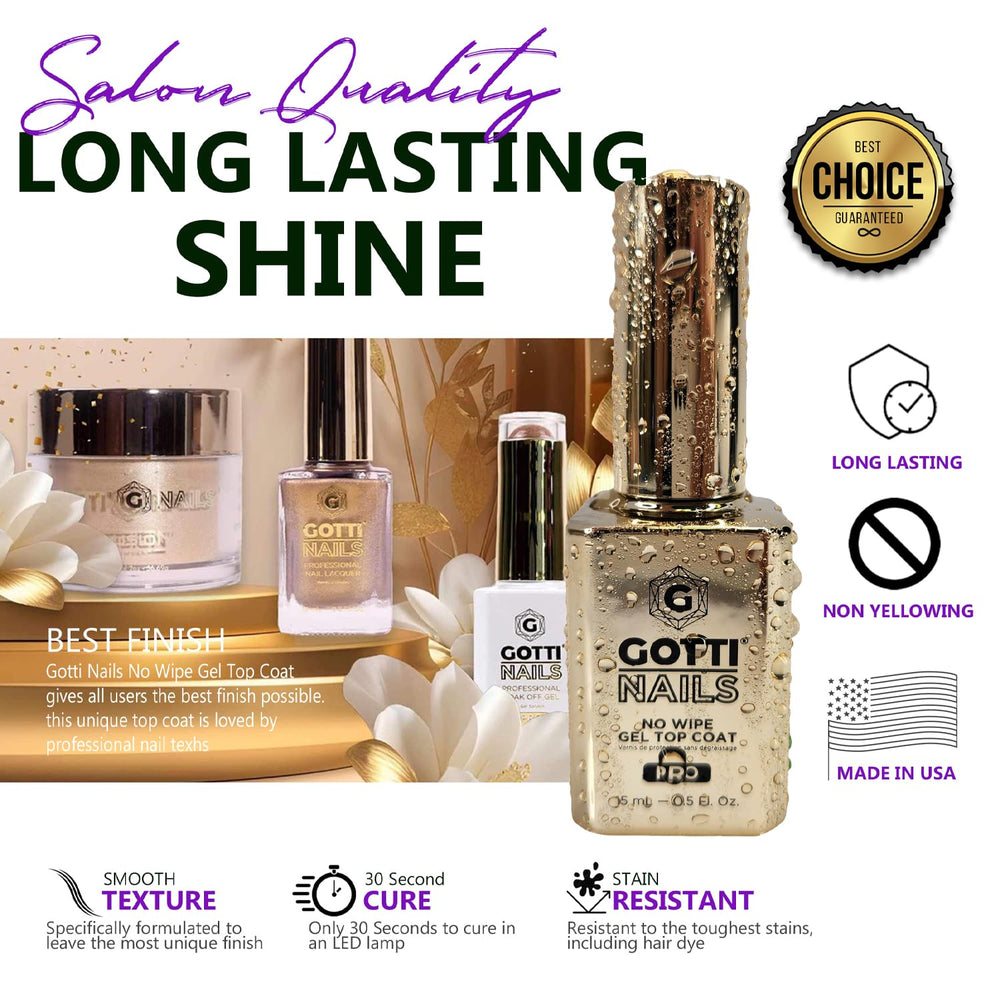 Gotti Nails Gel Top Coat non-jaunissant – protection contre le jaunissement.