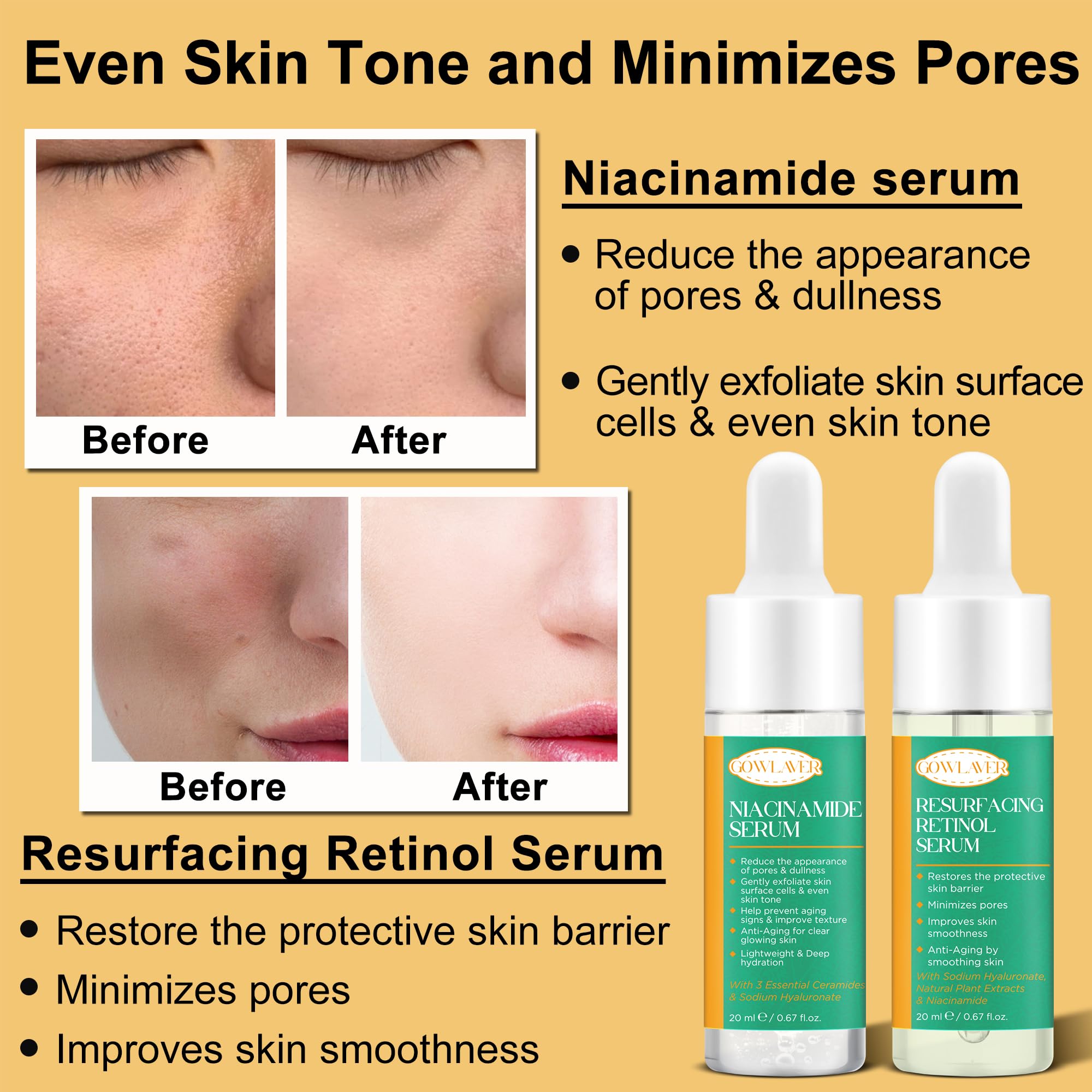 Sérum retinol GOWLAVER atténue les ridules et raffermit en douceur.