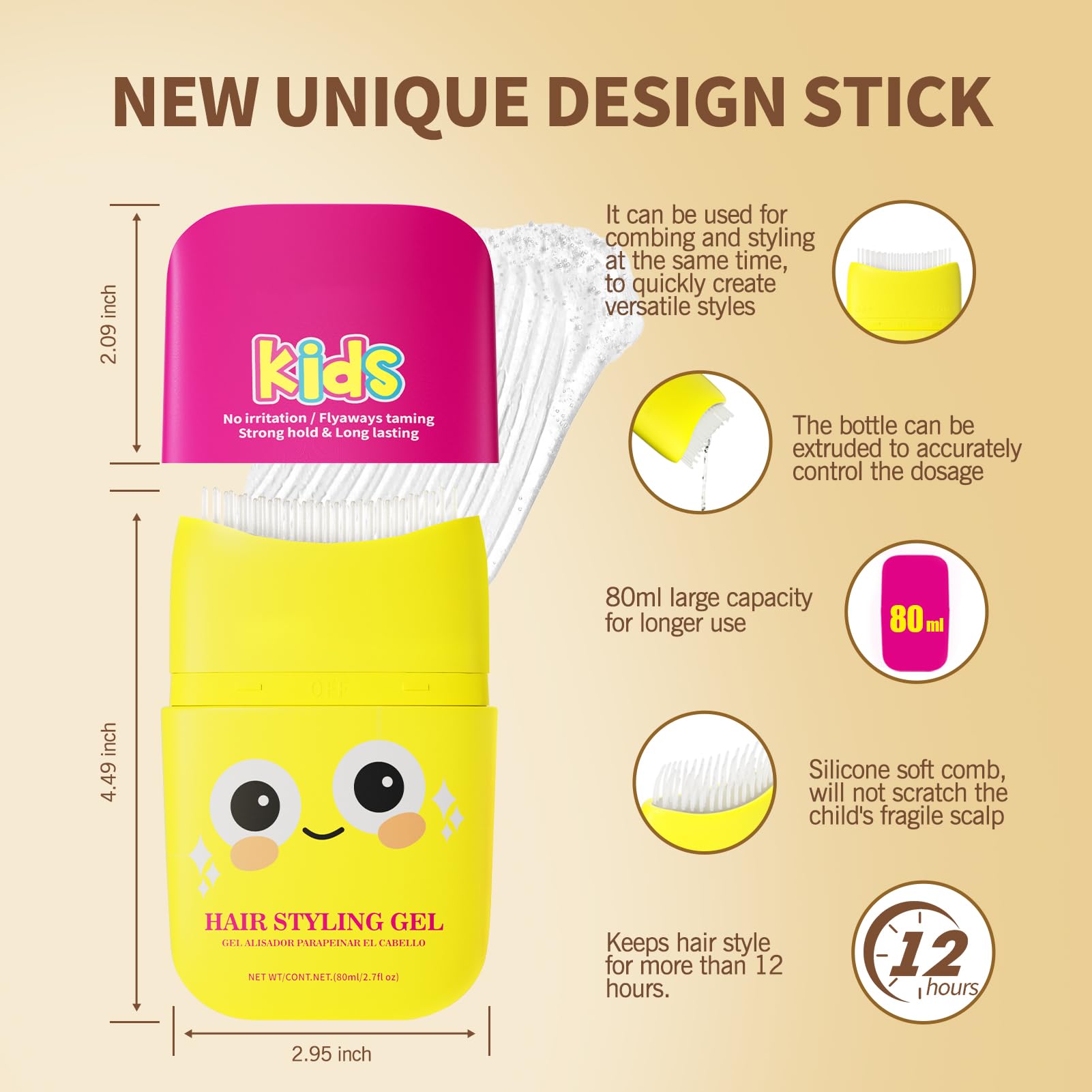 gowwim application stick coiffant: geste rapide pour un look net avant l'école.
