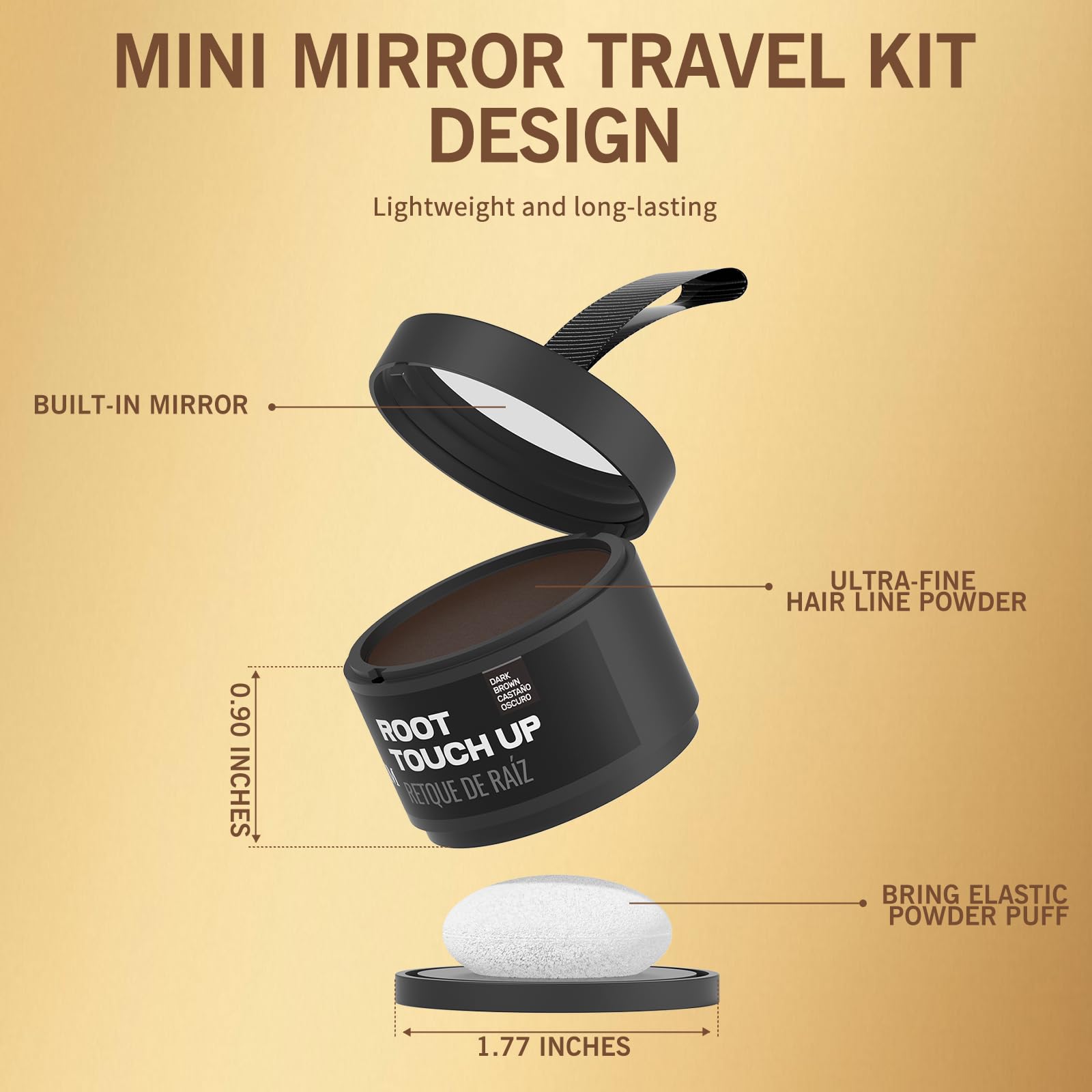 gowwim Hairline Powder couverture-racines-grises: masque instantané des racines grises visibles.