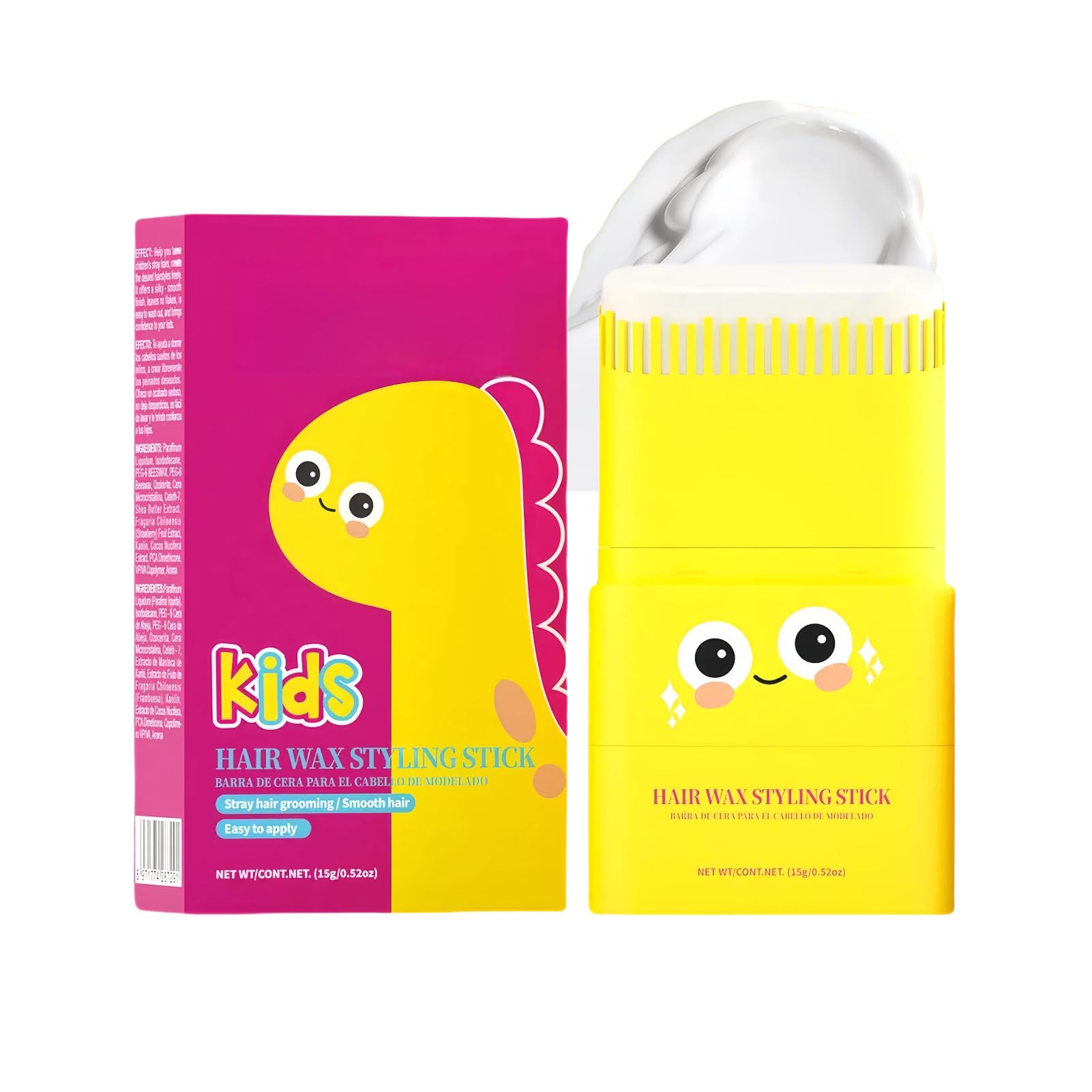 gowwim stick cire-cheveux enfant avec deux peignes intégrés pour coiffage rapide