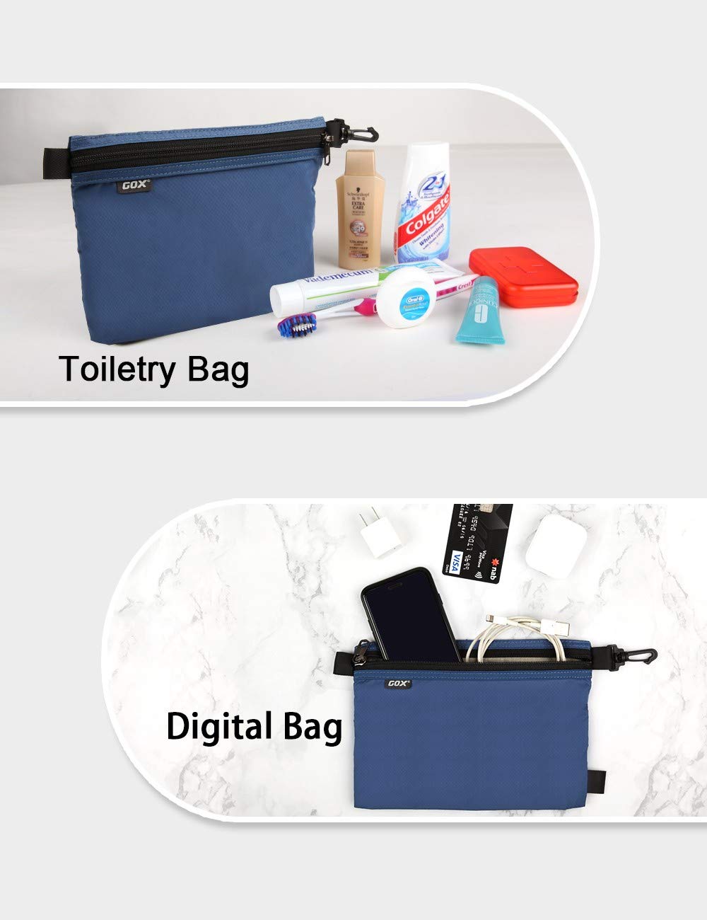 GOX sac toilette voyage base large, offre espace pour plus d'essentiels.