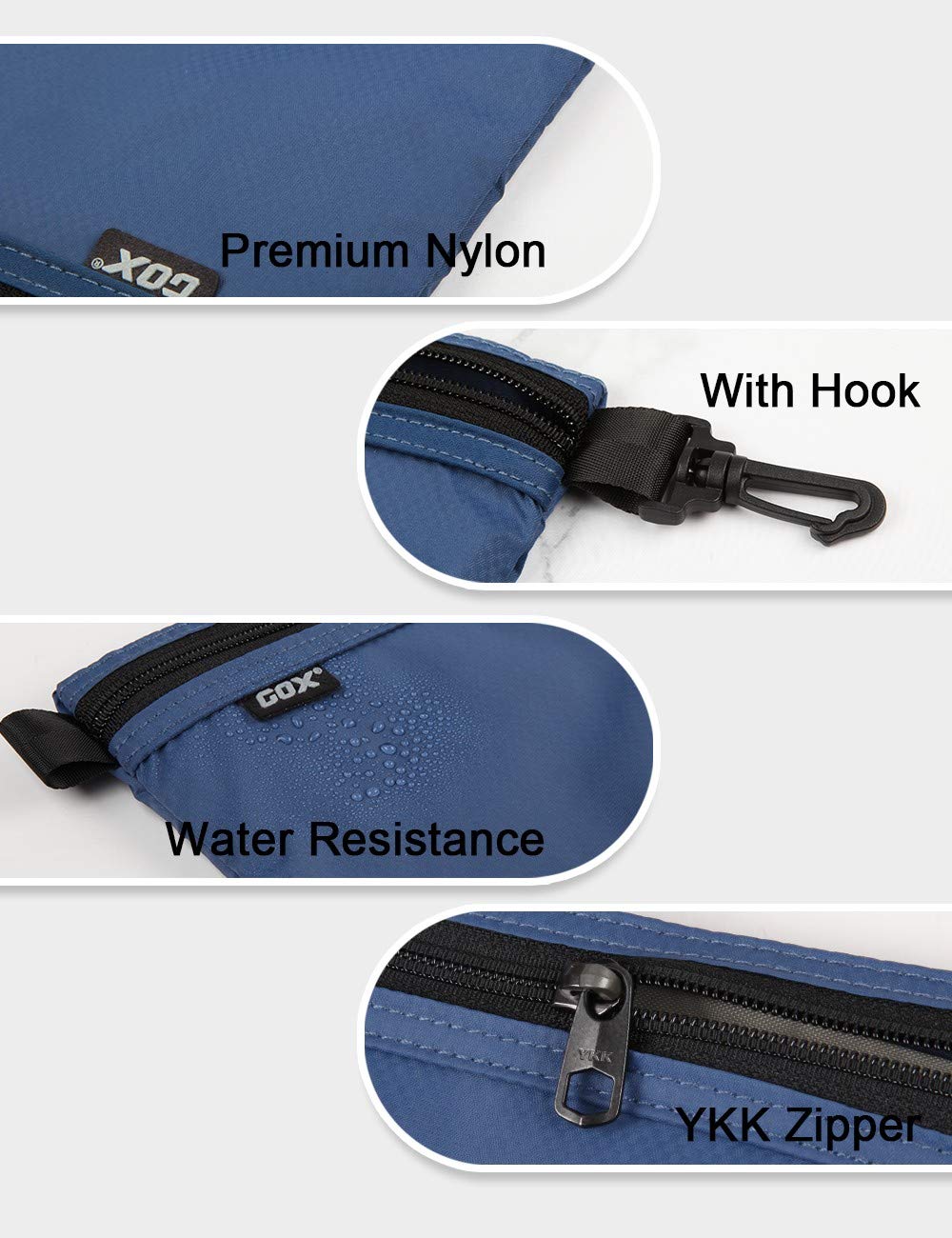 GOX sac toilette voyage nylon imperméable, nettoyage facile après voyage.